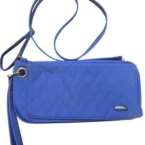 TRAVELON Quilted Blue Crossbody Wristlet Passport Wallet NWOT VTG 2004